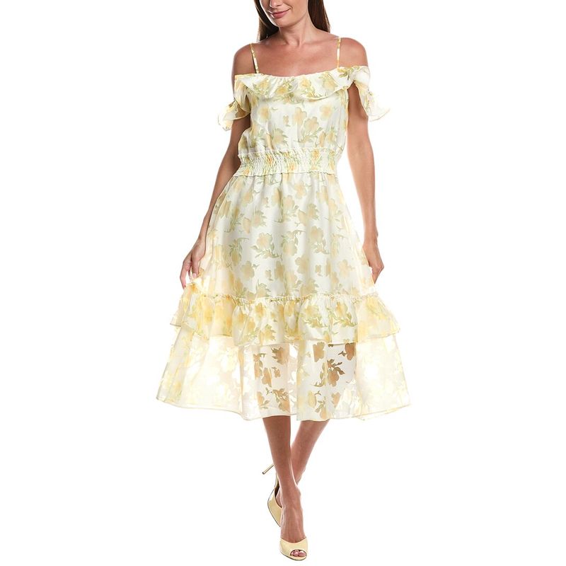 Layered With Love Womens Sleeveless Midi Dress, Yellow